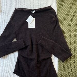 A.L.C. Women's Chocolate Off-the-Shoulder Sweater